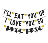I'll Eat You Up I Love You So Banner Garland for Wild Things Birthday Party Wild one Birthday Photo Prop Decorations