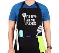 I'll Feed All You Embroidered Apron,Funny Aprons for Men,Gifts for Dad, Husband, Boyfriend, Brother, Mom, Wife, Friends,Grilling gifts,Unique Birthday Presents,BBQ Cooking Chef Apron,by EXZILLANT