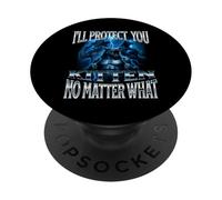 I'll Protect You Kitten Alpha Wolf Meme Graphic Brain Rot PopSockets Adhesive PopGrip