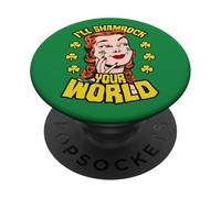 I'll Shamrock Your World St. Patrick's Day Pop Art Girl PopSockets Adhesive PopGrip