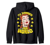 I'll Shamrock Your World St. Patrick's Day Pop Art Girl Zip Hoodie