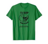 I'll Sleep When I'm Dead or This Afternoon Funny Skull T-Shirt, Men, Kelly Green, M