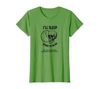 I'll Sleep When I'm Dead or This Afternoon Funny Skull T-Shirt, Women, Grass, M