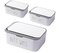 illikkuyax 3 Pack Flushable Butt Wipes Dispenser for Bathroom Toilet Wipes Container for Baby Adult, Diaper Wipes Holder Nursery Chic Bathroom Decor, 7.48"L x 5.12"W x 2.95"H
