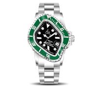 ILLIMITE Melting Automatic Watches for Men Japanese Miyota 8215 Self-Winding Mechanical Movement Women Watch Waterproof Stainless Steel Art Surrealist Wrist Watches, Silver-Green/Black, Classic