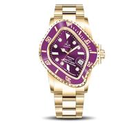 ILLIMITE Melting Automatic Watches for Men Japanese Miyota 8215 Self-Winding Mechanical Movement Women Watch Waterproof Stainless Steel Art Surrealist Wrist Watches Pea001, Gold-Purple, Classic