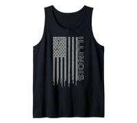 Illinois American Flag Patriotic USA State Illinois Tank Top