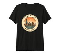 Illinois Est. 1818 Vintage Pride Chicago Skyline Design Premium T-Shirt