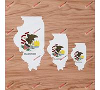 Illinois Flag Map US State IL Decal Vinyl Sticker - 3 Pack Glossy, 7.6cm, 10.2cm, 15.2cm - for Car Boat Laptop Cup Phone