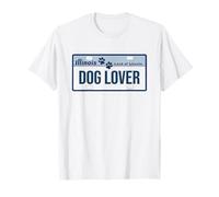 Illinois License Plate Dog Lover Pawprint T-Shirt