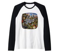 Illinois, Lincoln, Chicago, Springfield, Midwest Raglan Baseball Tee