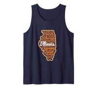 Illinois Map Chicago Midwest Windy City USA Men Women Kids Tank Top