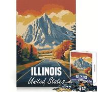 Illinois Mountain Road Poster Jigsaw Puzzles for Adults 1000 Piece Brain Think Precise Edge Real Challenge Birthday Art Gift (38x26cm)