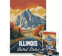 Illinois Mountain Road Poster Jigsaw Puzzles for Adults1000 Piece Brain Teaser Precise Cut Family Pastime (38x52cm)