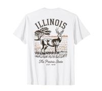 Illinois Retro Vintage State Design Prairie Deer Nature T-Shirt