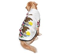 Illinois State Flag Dog Hoodie for Medium Large Dogs, Warm Soft Pet Sweatshirt, Easy to Wear Jumper Clothes