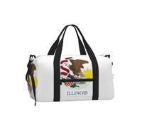Illinois State Flag Duffel Bag with Shoe Compartment - Lightweight Water-Resistant Holdall Gym Bag with Built-in Wet and Dry Separation Pouch