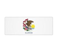 Illinois State Flag Gaming Desk Mat, Wide Surface Desk Pad for Keyboard, Mouse and Improved Gaming Stability