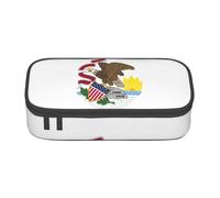 Illinois State Flag Large Capacity Pencil Case Stationery Storage Bag with Zipper Boys Girls Students School