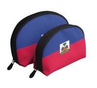 Illinois State Flag Moon Cosmetic Bag, Travel Makeup Pouch, Portable Waterproof Cosmetic Pouch for Girls Women., Haitian Flag, One Size