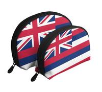 Illinois State Flag Moon Cosmetic Bag, Travel Makeup Pouch, Portable Waterproof Cosmetic Pouch for Girls Women., Hawaii Flag, One Size