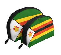 Illinois State Flag Moon Cosmetic Bag, Travel Makeup Pouch, Portable Waterproof Cosmetic Pouch for Girls Women., Flag Of Zimbabwe, One Size