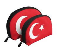 Illinois State Flag Moon Cosmetic Bag, Travel Makeup Pouch, Portable Waterproof Cosmetic Pouch for Girls Women., Flag Of Turkey, One Size