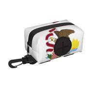 Illinois State Flag Pet Travel Waste Bag Storage Bag. Convenient Storage, Suitable For Leash, With Zipper, Easy To Carry When Traveling.