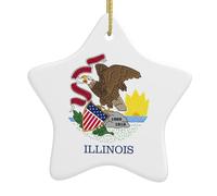 Illinois State Flag Print Ceramic Christmas Tree Ornament Hanging Decorations Home Decor Gifts for Christmas