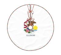 Illinois State Flag Print Christmas Tree Skirt Home And Office Xmas Mat Holiday Celebrations New Year Decor