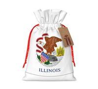 Illinois State Flag Print Gift Drawstring Bags Reusable For Winter Celebrations Party Favors Goodie Pouches