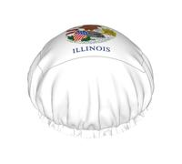 Illinois State Flag Print Lightweight Shower Cap for Women and Men Reusable hat Soft hat and Bath Hair Cap
