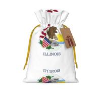 Illinois State Flag Print Reusable Drawstring Pouch,Perfect For Birthdays,Anniversaries,And Parties