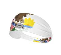 Illinois State Flag Print Sports Headband Women Men, Sweat Band Breathable Workout Sweatband for Running Yoga Gym