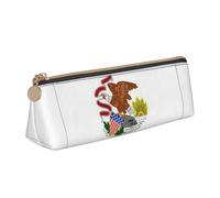 Illinois State Flag print Triangle Box Multi functional Makeup Bag, Office Travel and Daily Stationery Storage, White, One Size, Lightweight