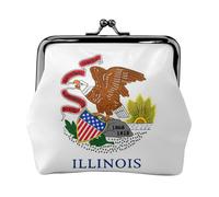 Illinois State Flag Print Vintage Leather Change Purse Elegant Small Coin Purse for Women Coin Pouch Wallet Mini