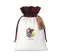 Illinois State Flag Print Xmas Drawstring Gift Festive Packaging Christmas Birthday Bags Wrapping Needs