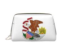 Illinois State Flag Printed Makeup Bag, Large Capacity Travel Toiletry Pouch with Internal Pockets for Daily Use