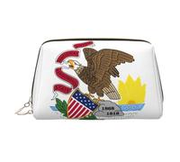 Illinois State Flag Printed Makeup Bag, Large Capacity Travel Toiletry Pouch with Internal Pockets for Daily Use