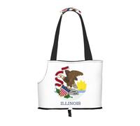 Illinois State Flag Printed Portable Foldable pet Shoulder Bag, Suitable for Carrying Small Pets