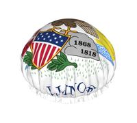 Illinois State Flag Shower Cap with Comfort Skin Friendly Design for Hair Protection During Laundry Beauty