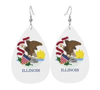 Illinois State Flag Teardrop-shaped leather earrings are a luxurious and fashionable accessory suitable for women, showcasing individual charm.