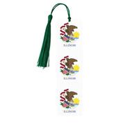 Illinois State Flag Wooden Bookmark with Tassel for Reading, Perfect Gift for Book Lovers