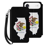 Illinois State Logo Cell Phone Flip Leather Case Classic Protection Compatible with iPhone 17/17 Air/17 Pro/17 Pro Max