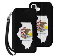 Illinois State Logo Cell Phone Flip Leather Case Classic Protection Compatible with iPhone 17/17 Air/17 Pro/17 Pro Max