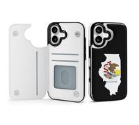 Illinois State Logo Phone Case Compatible with iPhone 17/17 Air/17 Pro/17 Pro Max Flip Protective Cover with Card Holder