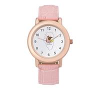 Illinois State Logo Women's Leather Watch Easy Reader Minimalist Wristwatch Pink Rose Gold Strap Watches