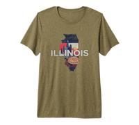 Illinois State Map Road Trip Chicago Aurora Springfield Premium T-Shirt