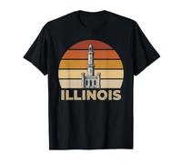 Illinois Vintage Style Orange Blue IL Retro Old Water Tower T-Shirt