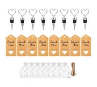 Illkjasfc 8Pcs Hollowed Heart Shape Bottle Stopper Wine Sealer With Drawstring Bag And Hanging Label For Wedding Bridals Shower Heart Wine Stopper